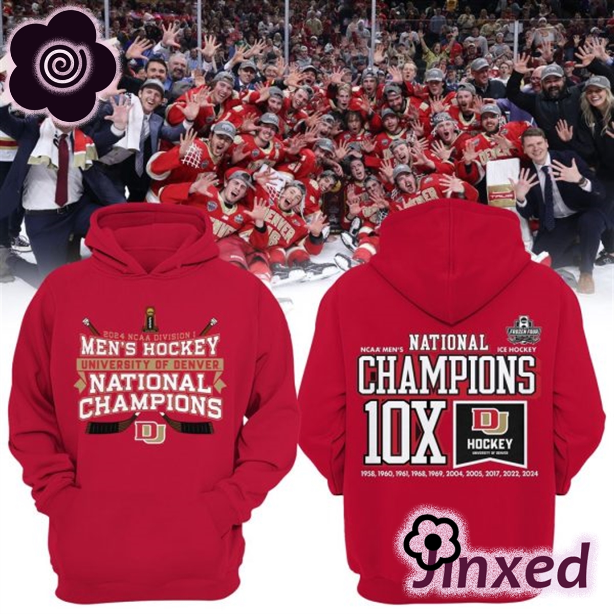 Denver Hockey Ncaa Mens National Ice Hockey National Champions X10 Hoodie Red 